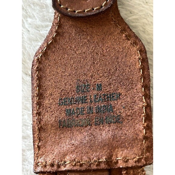 Lucky Penny Leather Belt Brass Beads Back Buckle Size Medium Bohemian - Picture 6 of 7